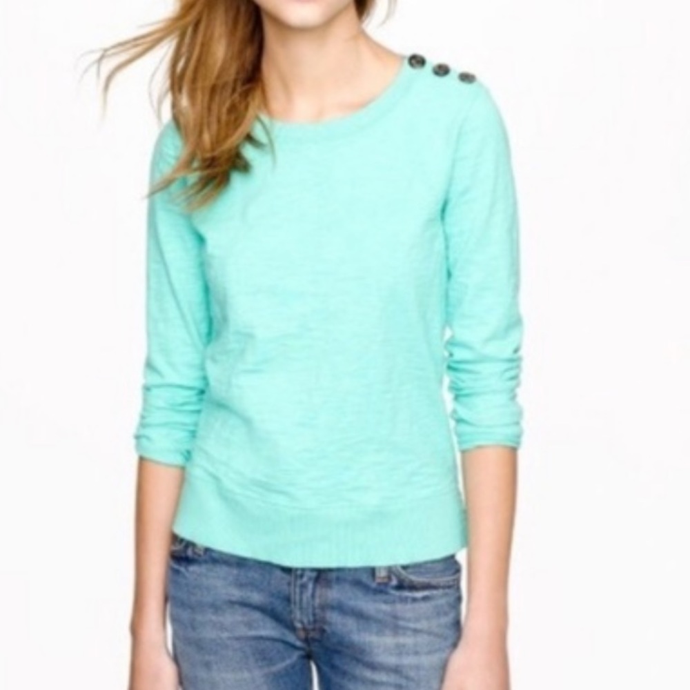 J.Crew Turquoise Cotton Sweatshirt with Buttons